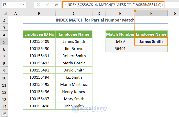 INDEX MATCH for Partial Number Match