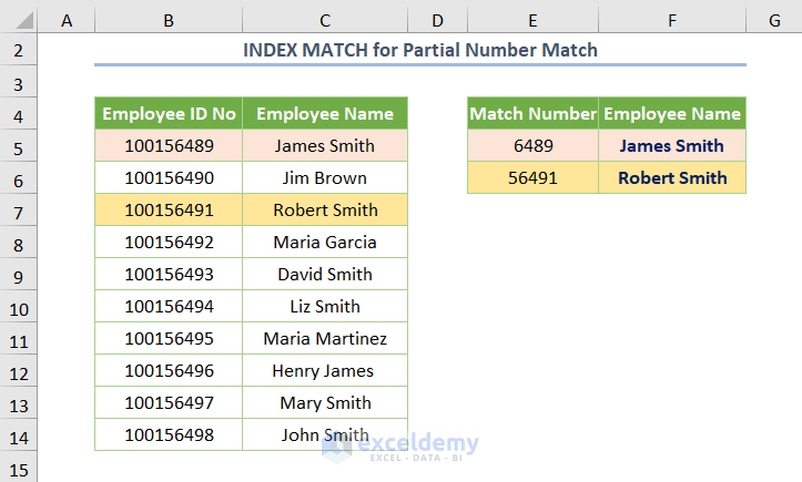 INDEX MATCH for Partial Number Match