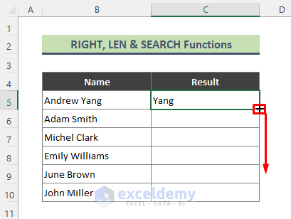 Erase Text before a Space Using Excel Formula with RIGHT, LEN & SEARCH Functions