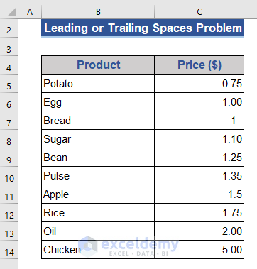 Excel not sorting numbers correctly due to having leading or trailing spaces