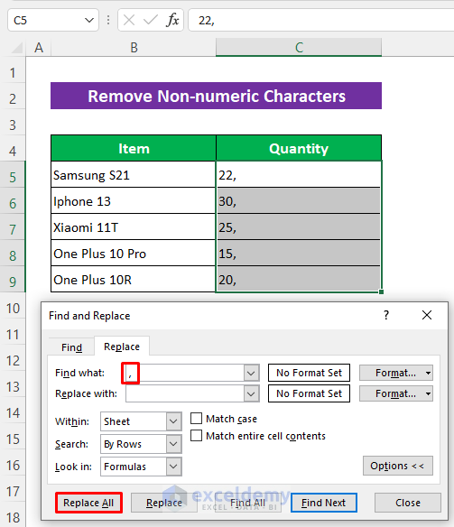 Remove Non-numeric Characters if the SUM formula is not working and returns 0.