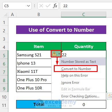 Use Convert to Number if the SUM formula is not working and returns 0
