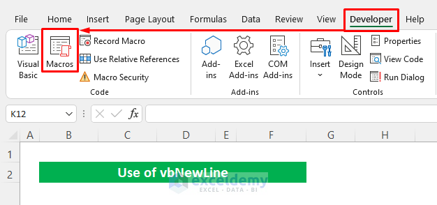 Use vbNewLine to Add New Line in MsgBox Using Excel VBA