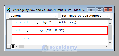 VBA Code to Set Range by Row and Column Number in Excel VBA