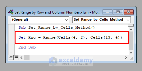 Set Range Excel VBA: Set a Range by Row and Column Number - 3 Examples