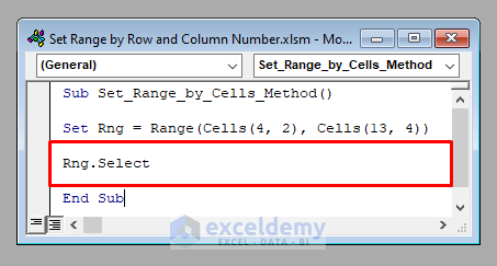 Selecting Range to Set Range by Row and Column Number in Excel VBA