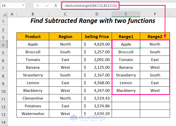 subtract with two functions
