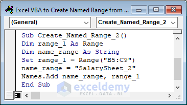 Cell Reference Directly in VBA Code to Create Named Range