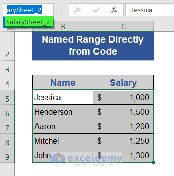Cell Reference Directly in VBA Code to Create Named Range