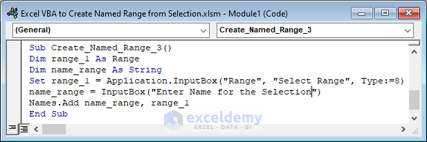 Form Named Range from User’s Input in Excel VBA
