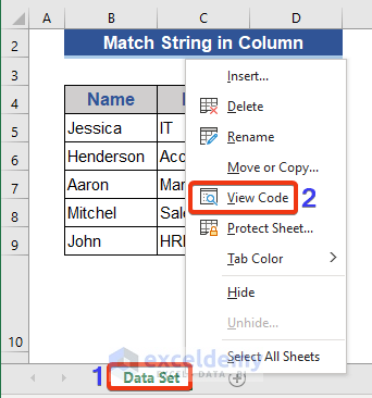 Excel VBA Code to Get the Number of Match
