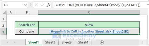 Excel Hyperlink to Cell in Another Sheet with VLOOKUP
