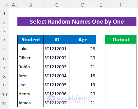 Embed VBA to Select Random Names One by One from a List