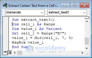 Use VBA Mid Function to Extract Text from the Middle of an Excel Cell