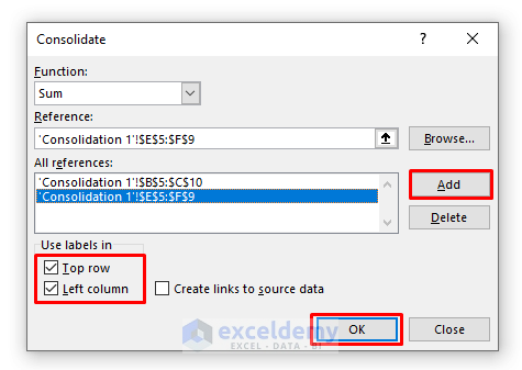 Extract Data from Excel Sheet Using Data Consolidation