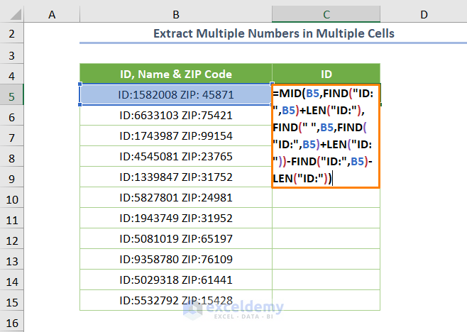 Extract Multiple Numbers from String in Multiple Cells