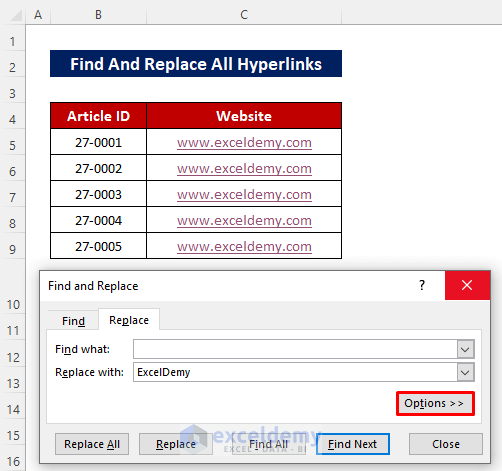 Find And Replace All Hyperlinks in Excel