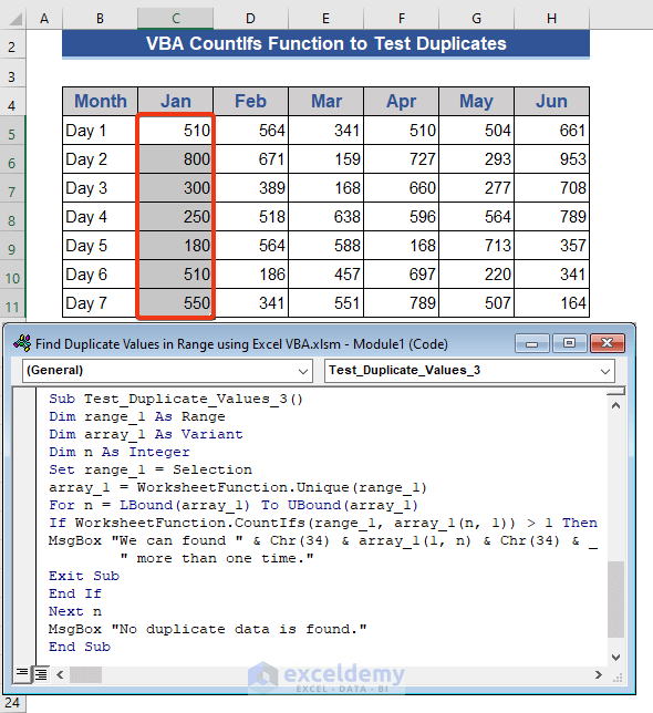 VBA CountIfs Function to Find Matching Values