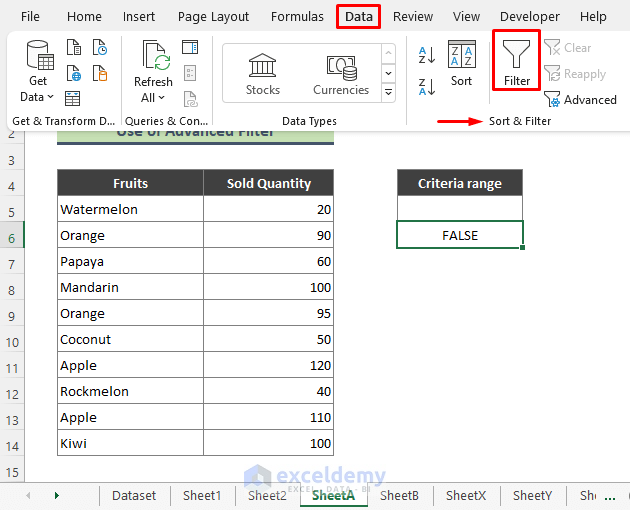 Excel Advanced Filter to Detect Duplicates and Copy to Some Other Sheet