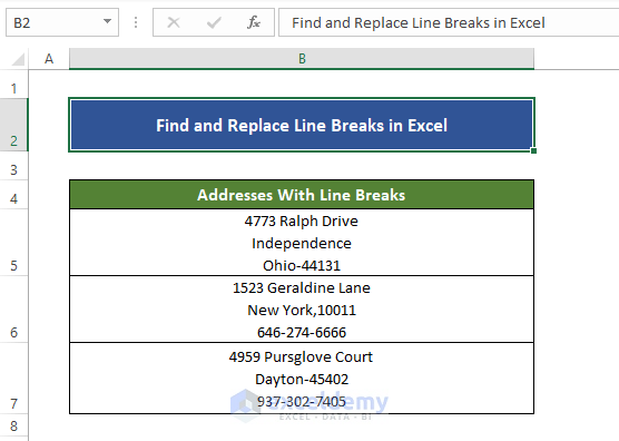 Find and Replace Line Breaks in Excel 