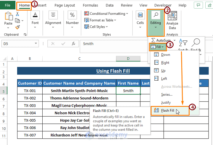 Flash Fill-How to Split Data in Excel into Multiple Columns