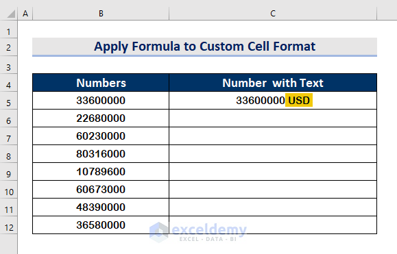 Suitable Ways to Custom Cell Format Number with Text in Excel