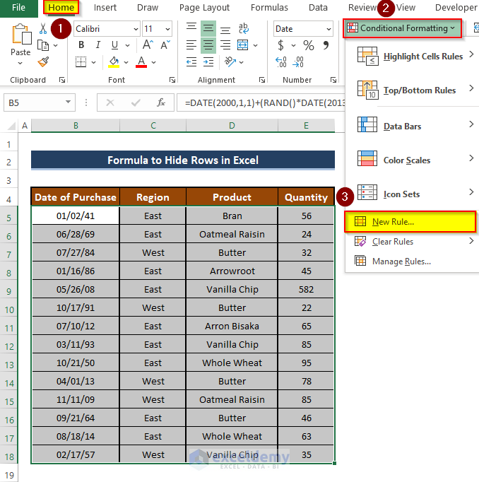 Conditional Formatting to Hide Rows 