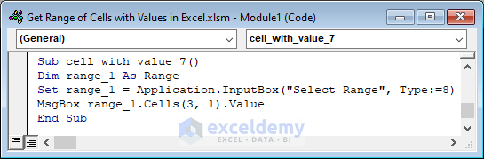 Apply the User Input Method to Get Values of Cells in Excel