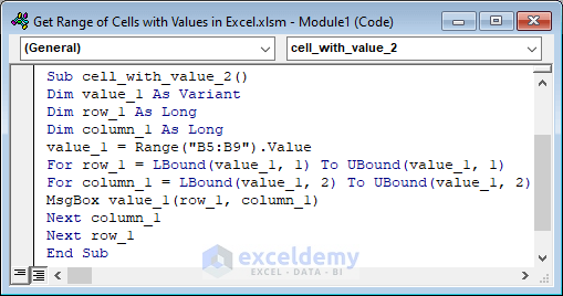 Excel VBA to Get the Values of All Cells in a Range 