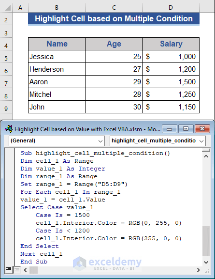 VBA to Apply Multiple Criteria to Highlight Cell Based on Multiple Values