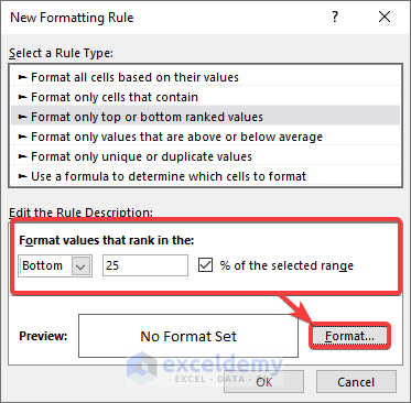 Perform a Custom Conditional Formatting Rule to Highlight from Top to Bottom