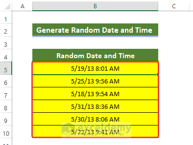 Applying RANDBETWEEN Function to Generate Random Date and Time Together in Excel