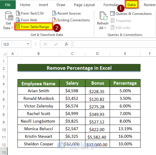 Utilizing Power Query to Remove Percentage Symbol in Excel