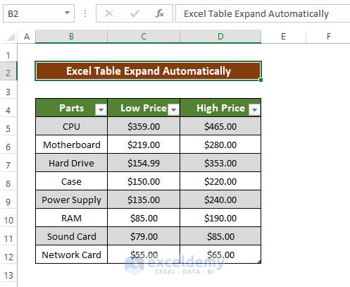 3 Ways to Make an Excel Table Expand Automatically
