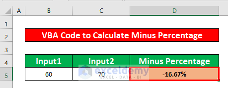 Run a VBA Code to Calculate Minus Percentage in Excel