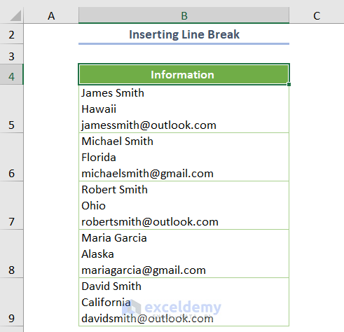 How to Create Rows within a Cell in Excel Inserting Line Break