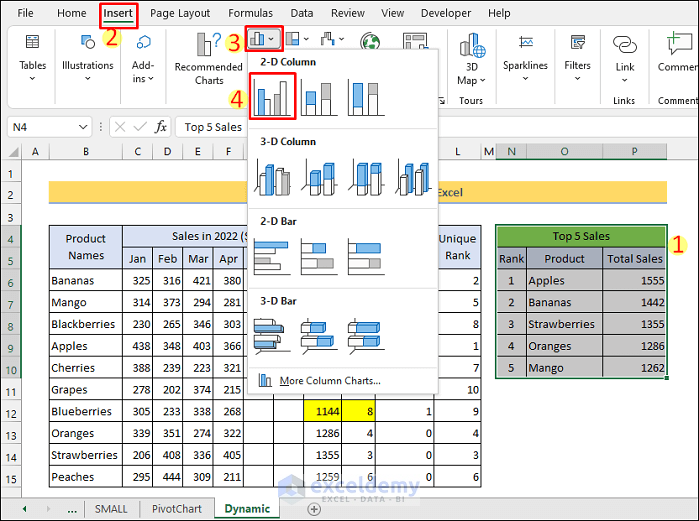 Create a Dynamic Ranking Graph with Excel