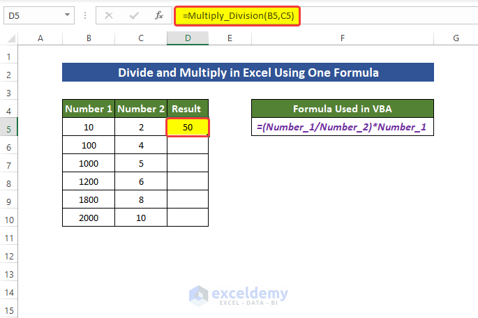 Embedding VBA Macro to Divide and Multiply in Excel