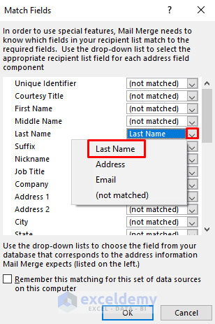 Do Mail Merge from Excel to Word