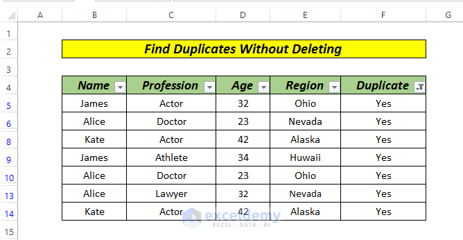 How to Find Duplicates in Excel Without Deleting by IF Function