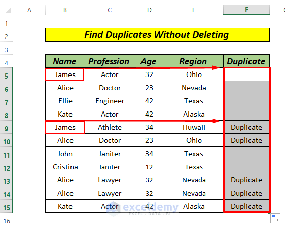 How to Find Duplicates in Excel Without Deleting by IF Function for 2nd occurrence