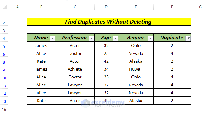 How to Find Duplicates in Excel Without Deleting by Counting 