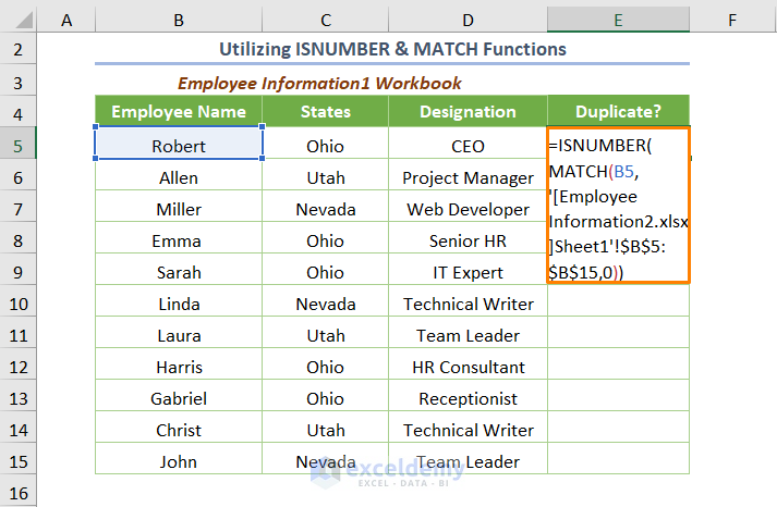 Utilizing ISNUMBER and MATCH Functions