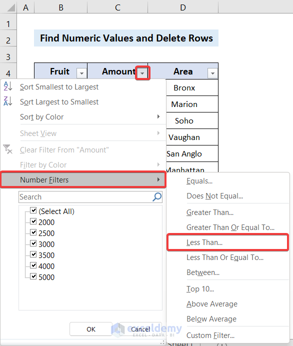 Find and Delete Rows Based on Numeric Values