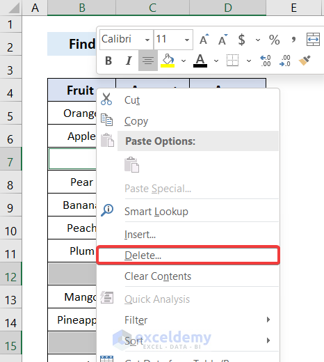 Find and Delete Blank Rows in Excel