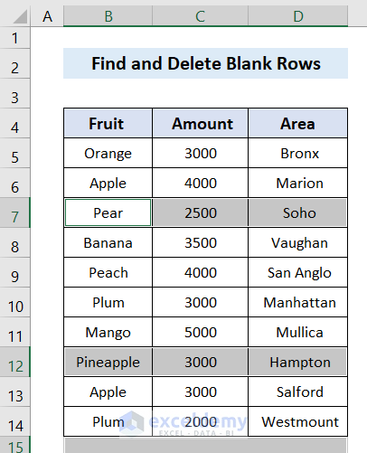Find and Delete Blank Rows in Excel