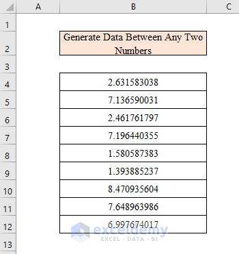 Generate Data Between Any Two Numbers