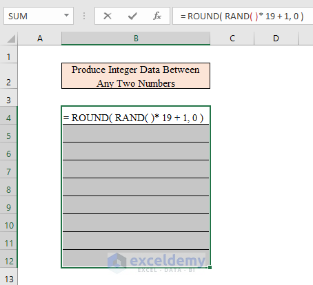  Produce Integer Data Between Any Two Numbers