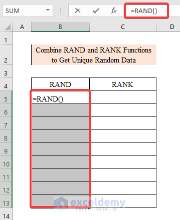Combine RAND and RANK Functions to Get Unique Random Data