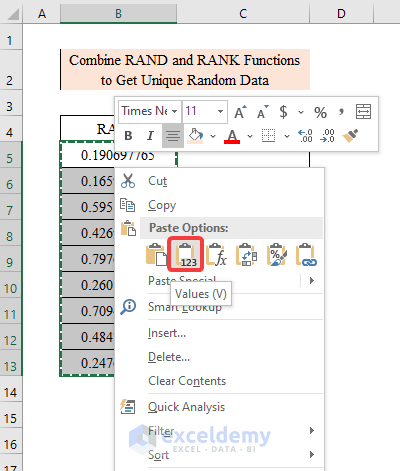 Combine RAND and RANK Functions to Get Unique Random Data